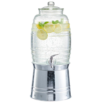 Stylesetter 410413-RB Oak Grove Glass Beverage Dispenser, 2.5 gal., Silver - Default Title