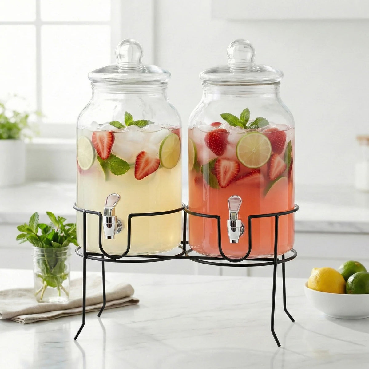 Stylesetter 410417-RB Rustic Home Glass Beverage Dispenser, 2 gal., Black - photo 3