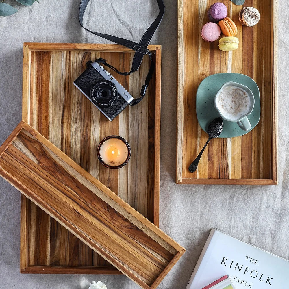 Teakhaus 1304 Timeless Teakwood Serving Tray Set, 12" x 20", Brown - photo 2