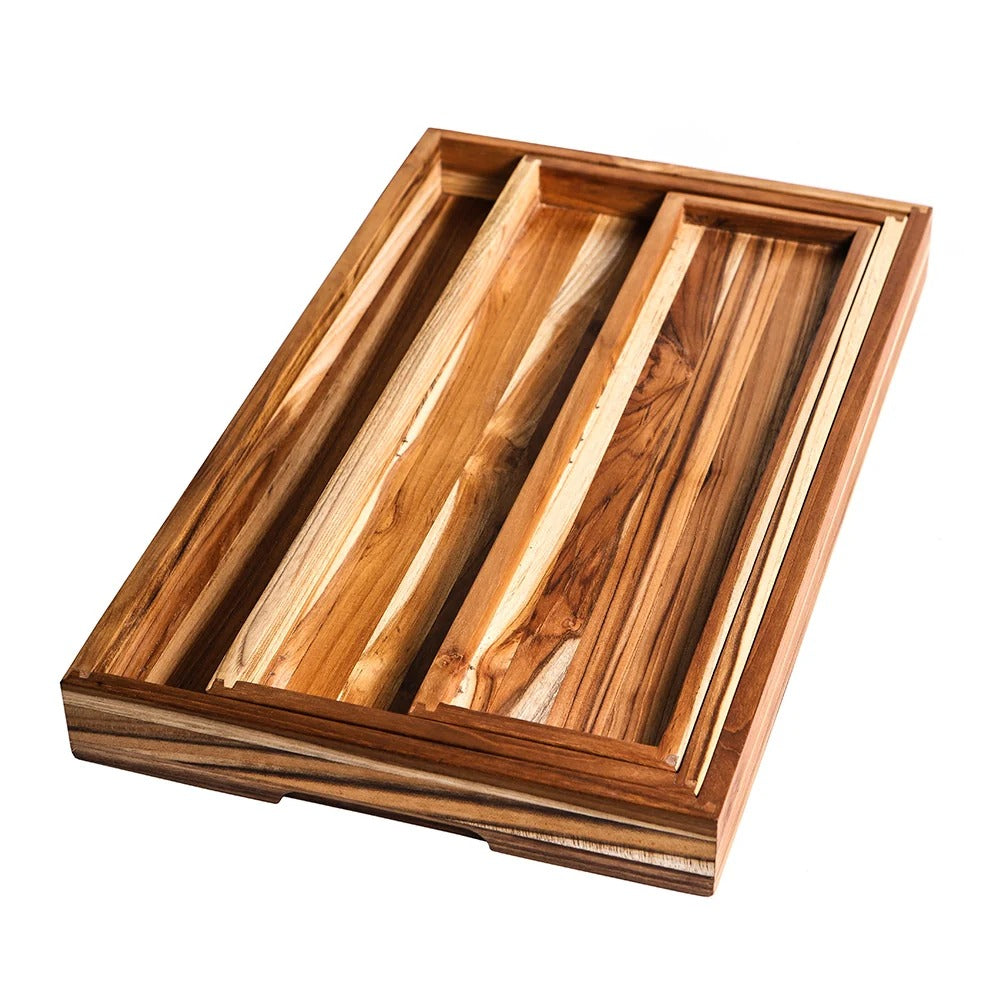 Teakhaus 1304 Timeless Teakwood Serving Tray Set, 12" x 20", Brown - photo 7