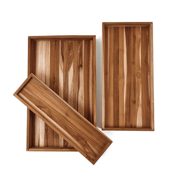 Teakhaus 1304 Timeless Teakwood Serving Tray Set, 12" x 20", Brown - Default Title
