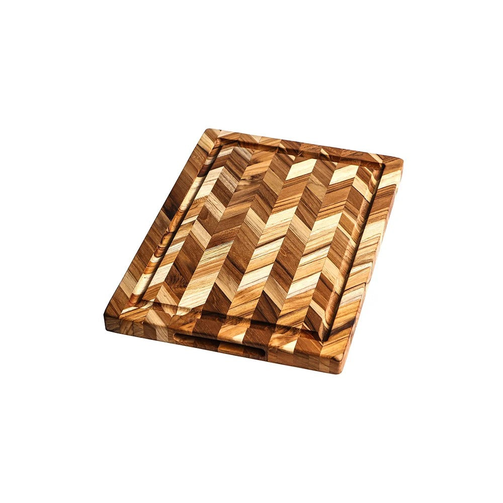 Teakhaus Herringbone Teakwood Cutting Board, Brown - 14"