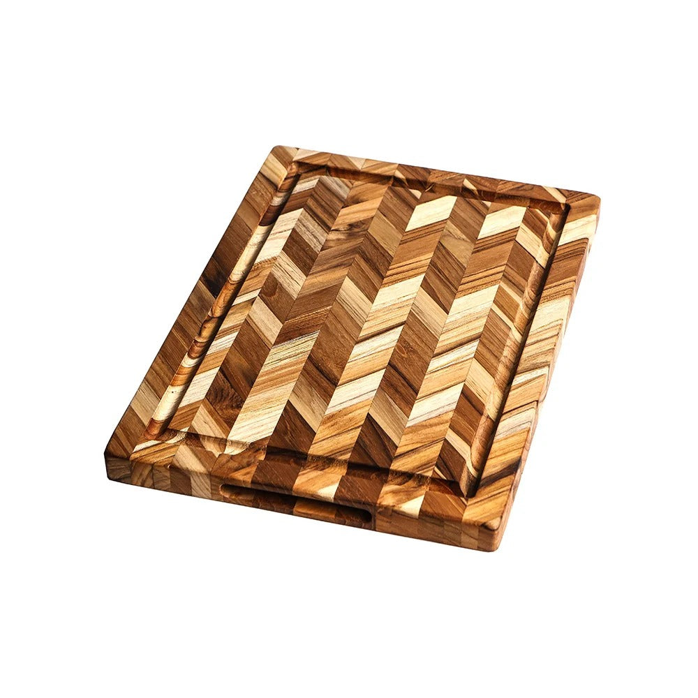 Teakhaus Herringbone Teakwood Cutting Board, Brown - 18"