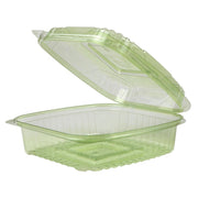 Eco-Products PLA Plastic Clamshell Container, 8 1/8" x 8 3/16", 160/Case - Clear