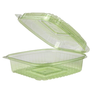 Eco-Products PLA Plastic Clamshell Container, 8 1/8" x 8 3/16", 160/Case - Clear