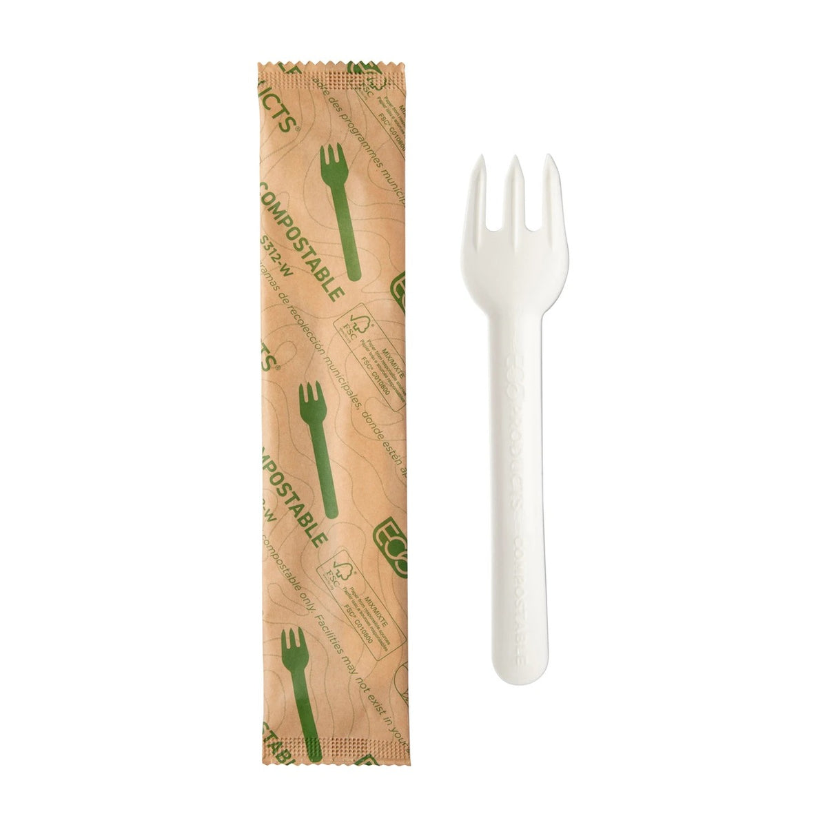 Eco-Products Paper Knife, 6 1/2" Long, White - Fork 500/Case