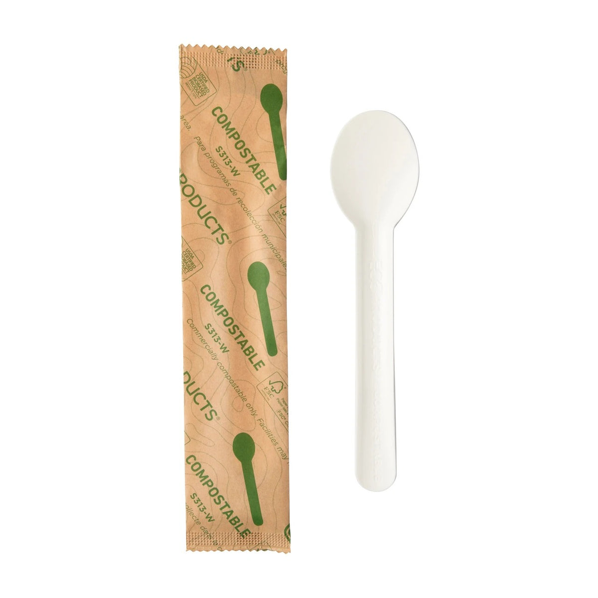 Eco-Products Paper Knife, 6 1/2" Long, White - Spoon 500/Case
