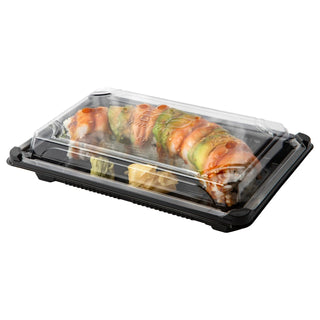 Eco-Products PLA Plastic Sushi Container, 2 1/8" High, Black, 600/Case - 8 7/8"