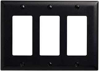 Legrand Pass & Seymour TP263BK Trademaster Mid-Size Unbreakable Nylon Wall Plate, 3 Gang, Three Decorator Rocker GFCI Cover, Black (1 Count)
