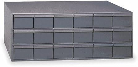 Durham 032-95 Gray Cold Rolled Steel Storage Cabinet, 33-3/4" Width x 12-7/8" Height x 17-1/4" Depth, 18 Drawer
