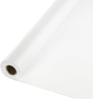 Creative Converting White Tablecover Roll Plastic Table Cover-40' x 100' 1 Pc, One Size