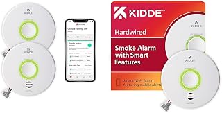 Kidde Smart Smoke Detector, WiFi, Alexa Compatible Device, Hardwired w/Battery Backup, Voice & App Alerts, 2 Pack & Smart Smoke Detector, WiFi, Alexa Compatible Device, Hardwired w/Battery Backup