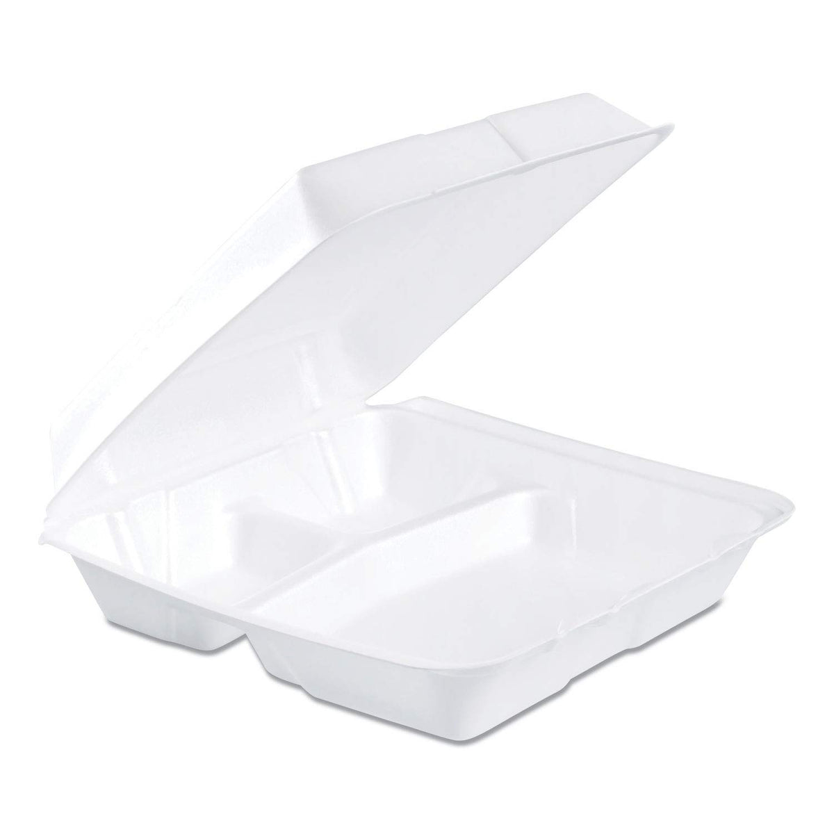 Dart 95HT3R 9.25 in. x 9.5 in. x 3 in. 3-Compartment Foam Hinged Lid Containers - White (200/Carton)