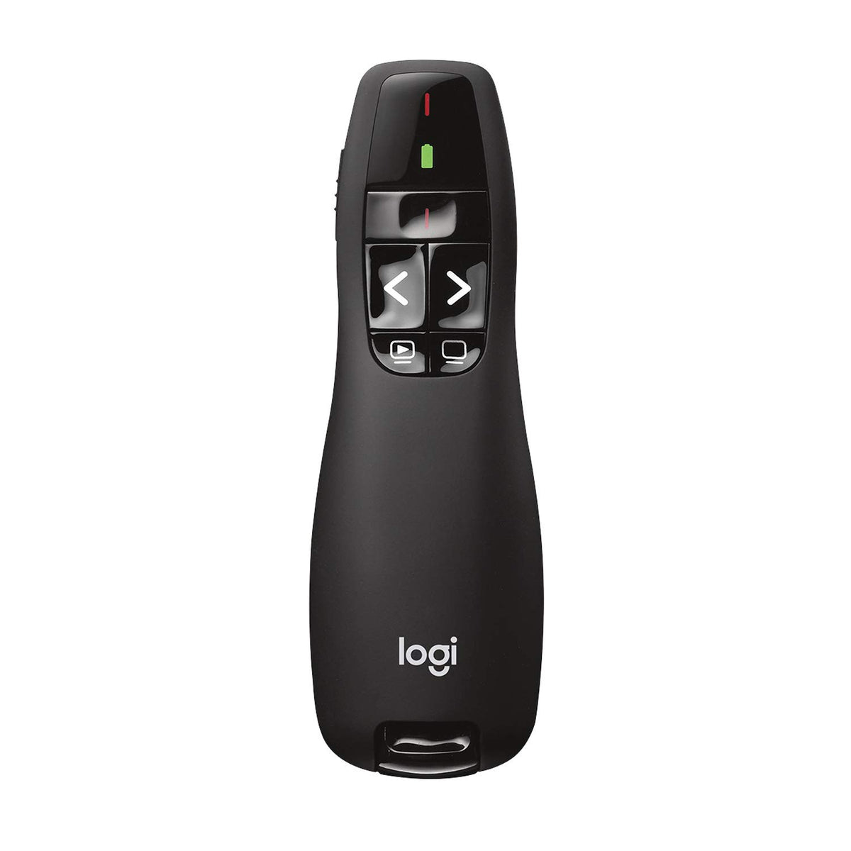Wireless Presenter R400 USB A PowerPoint Clicker with Laser by Logitech – 1.9" x 6.2" x 8", Plastic, Red Laser, Model 910-001354