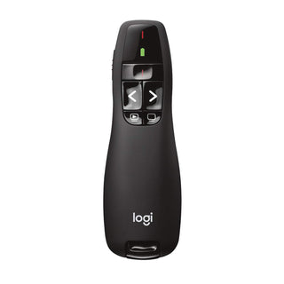 Wireless Presenter R400 USB A PowerPoint Clicker with Laser by Logitech – 1.9" x 6.2" x 8", Plastic, Red Laser, Model 910-001354