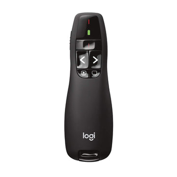 Wireless Presenter R400 USB A PowerPoint Clicker with Laser by Logitech – 1.9" x 6.2" x 8", Plastic, Red Laser, Model 910-001354