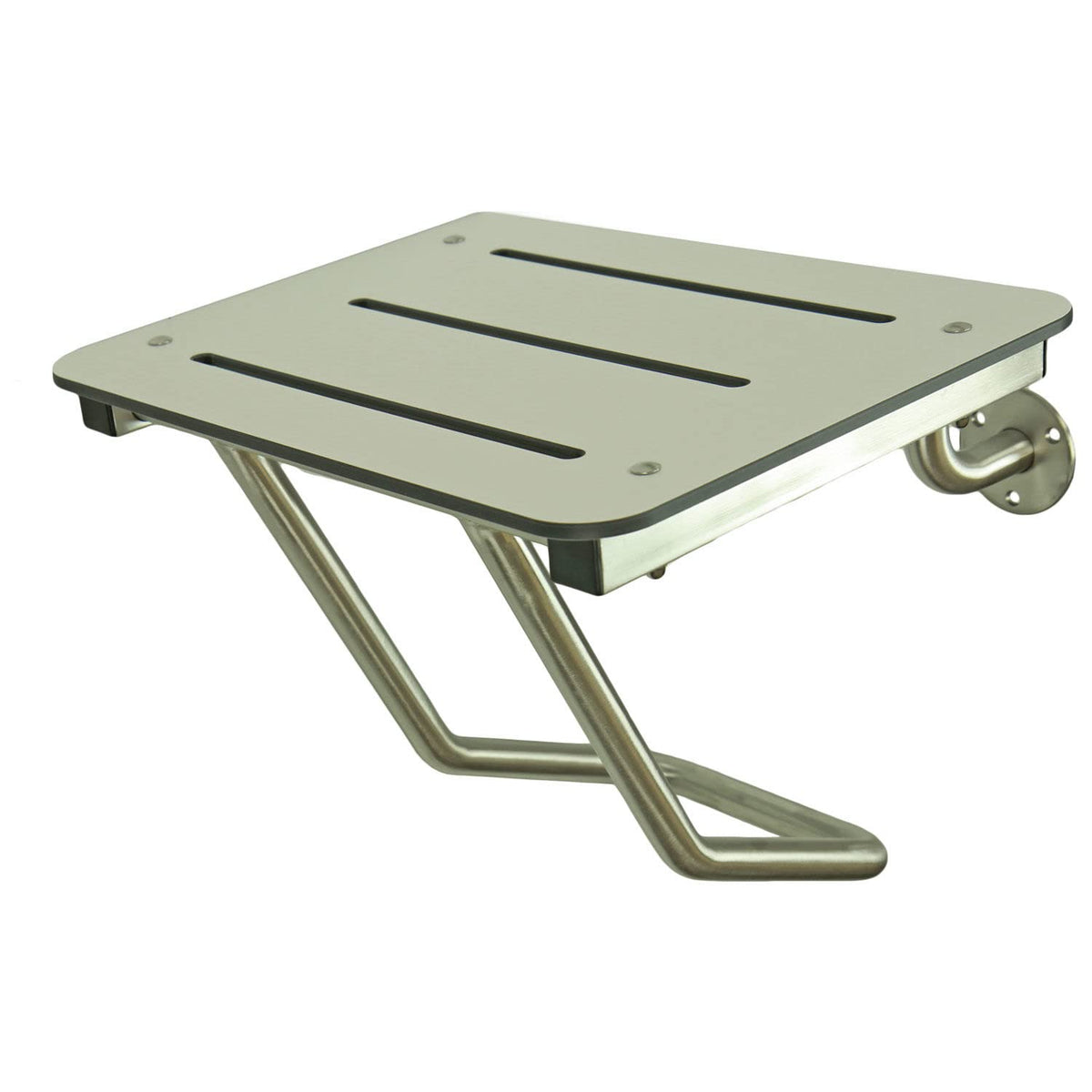 Frost , Full Wall Mounted Shower Seat, Stainless/White by Frost Hats – 15.75"L x 18"W x 29"H, Steel, White