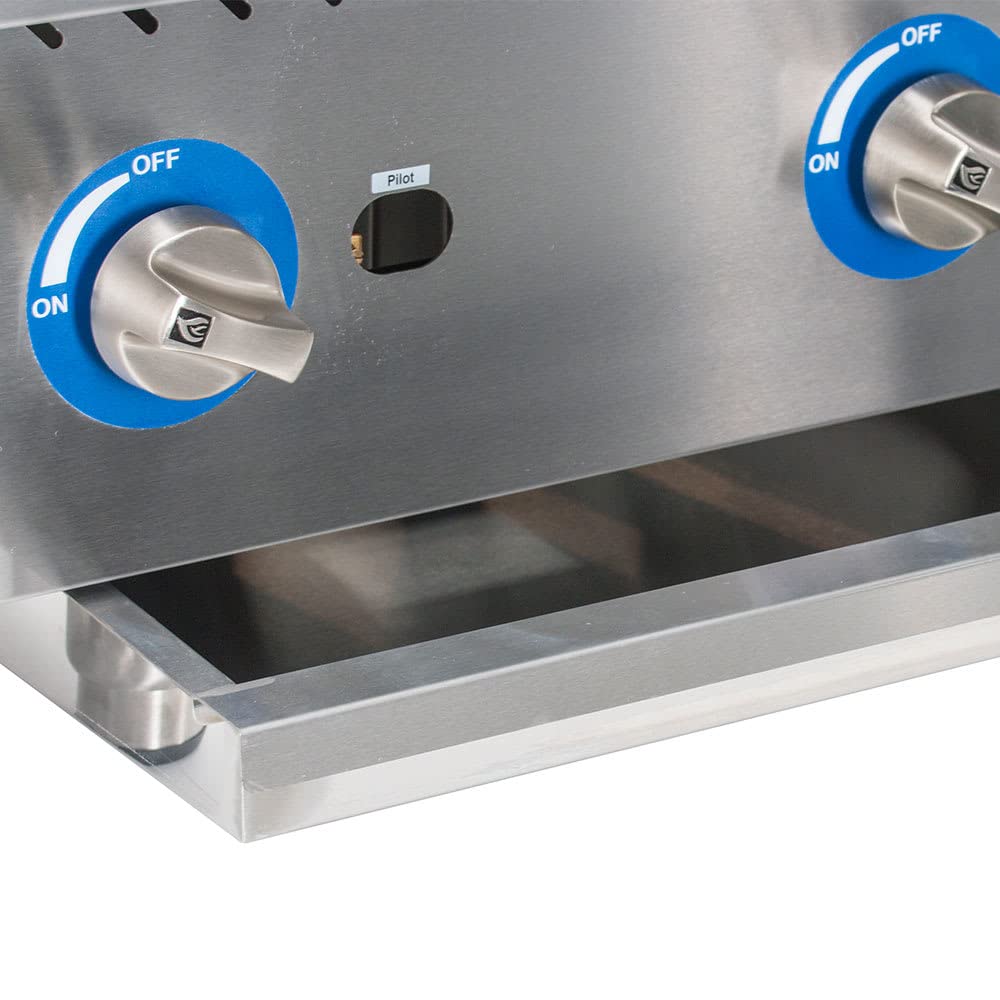 Food Equipment Countertop 24" S/S Radiant Gas Charbroiler by Globe – 24 x 20 inches, 18/10 Steel, Stainless-Steel, Model GCB24G-SR
