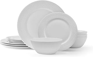 Mikasa Levi Bone China Lightweight Chip Resistant 12 Piece Dinnerware Set, Service for 4