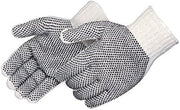 Liberty Glove & Safety 4715Q/M Cotton/Polyester Plain Seamless Knit Glove with Two-Sided Black PVC Dots, Medium, Natural White (Pack of 12)