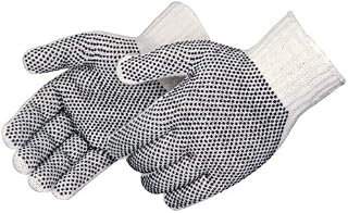 Liberty Glove & Safety 4715Q/M Cotton/Polyester Plain Seamless Knit Glove with Two-Sided Black PVC Dots, Medium, Natural White (Pack of 12)