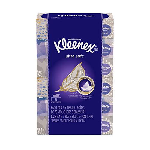 Kleenex White / 70 Count (Pack of 6) / 70 tissues, 6 rectangle boxes Box Tissues