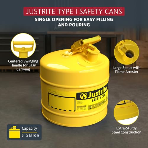 Justrite Yellow / 5 Gallon / Type I Cans