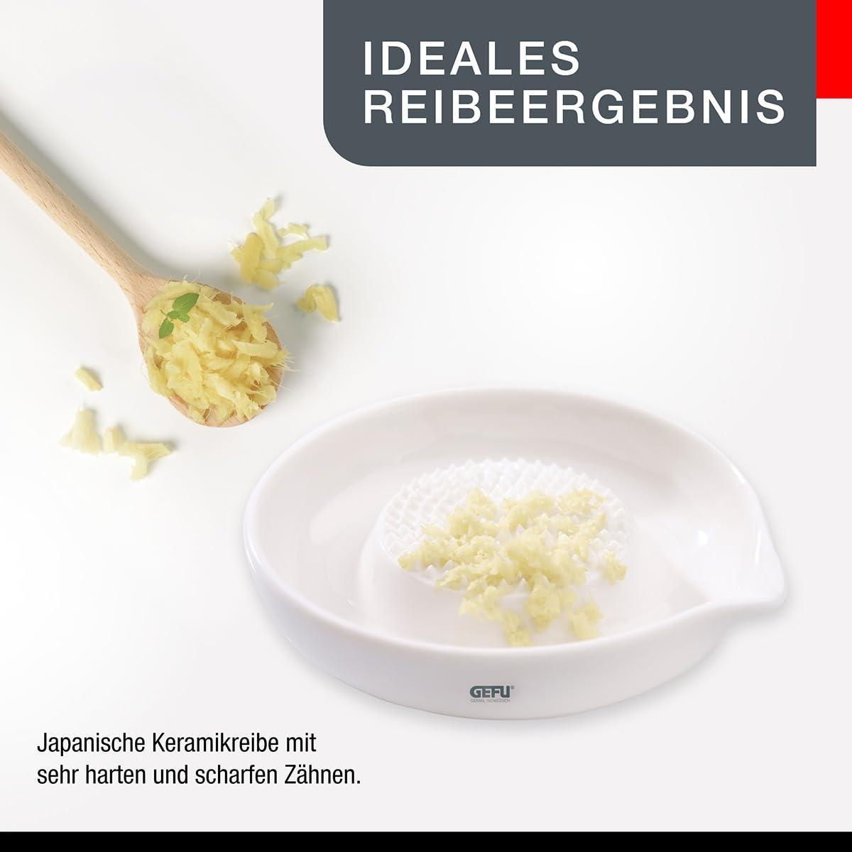 Ginger Grater Ceramic by GEFU – One Size, Silicone, White, Model GF24-35370