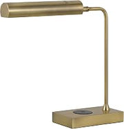 Cal Lighting BO-3133TB-AB Delray 12W Intergrated Led Metal Desk Lamp with Wireless Charging Port