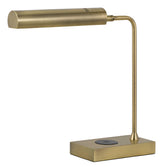 Lighting Delray 12W Intergrated Led Metal Desk Lamp with Wireless Charging Port by Cal – Metal, Antique Brass, Model BO-3133TB-AB