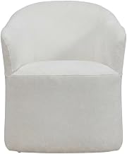Starlight Canyon Home Solid Wood Upholstered Dining Chair with Castors, Eclectic Accent Upholstered Kitchen Chairs for Dining Room, White