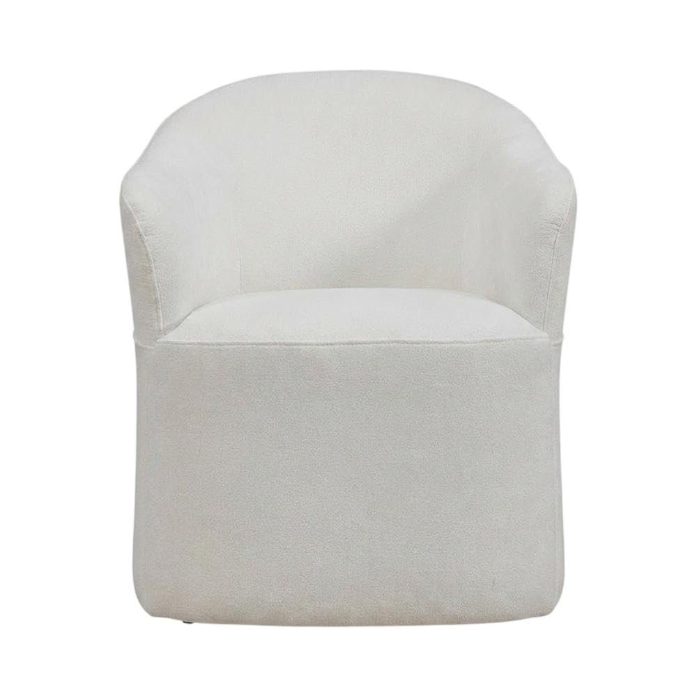 Solid Wood Upholstered Dining Chair with Castors by Starlight Canyon Home – Solid Hardwood,Plywood, White