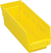 Global Industrial Nestable Shelf Bin, Plastic, 4-1/8"W x 11-5/8"D x 4" H, Yellow, Lot of 24