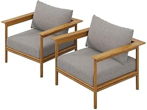 Modway Wren Teak Wood Outdoor Patio Armchair Set of 2 in Natural Driftwood
