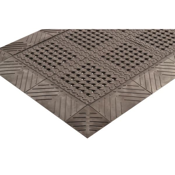 Interlocking Drainage Runner by Notrax – 10 ft x 3 ft, Black