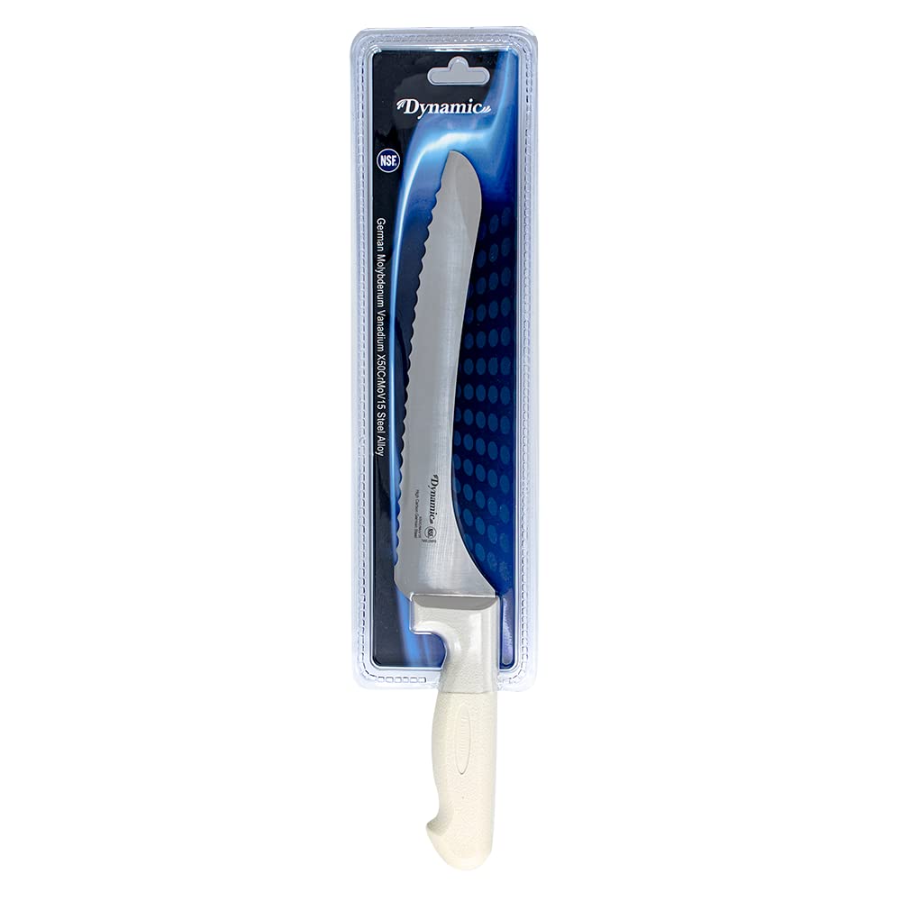 Pro-Grip, Santoprene, Softgrip, 9" Bread, Offset Knife, White, large by Dynamic – 9", Carbon Steel, Bread, Model 60011