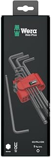 Wera 5073596001 Hexagon 950 PKL/9 BM SB L-Key Set, BlackLaser, Ballpoint Hex Key, 9 Piece