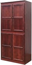 Cherry 5-Shelf Storage Cabinet, 30x72 Inch, Solid Wood, Self-Closing