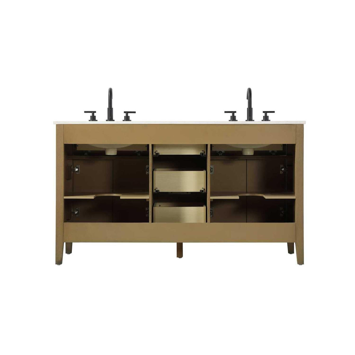 60" Double Bathroom Vanity in Hazel Oak by Elegant Kitchen and Bath – unspecified, Aluminum, Oak, Model VF29860DHO