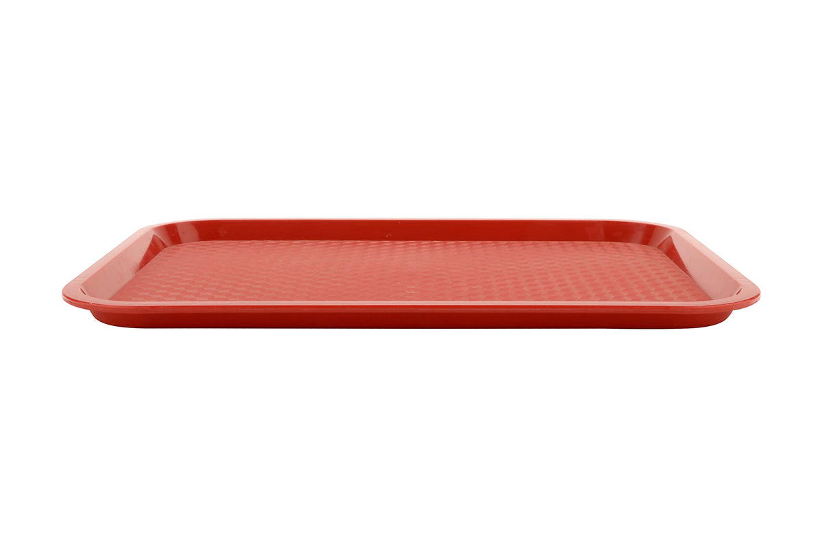 BPA-Free Cafeteria / Fast Food Tray by GET – 12" x 16", Polypropylene, Red, Pack of 12, Model FT-16-R