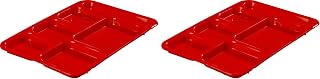 Carlisle FoodService Products P614R05 Right-Hand 6-Compartment Polypropylene Tray, 10" x 14", Red (Pack of 2)