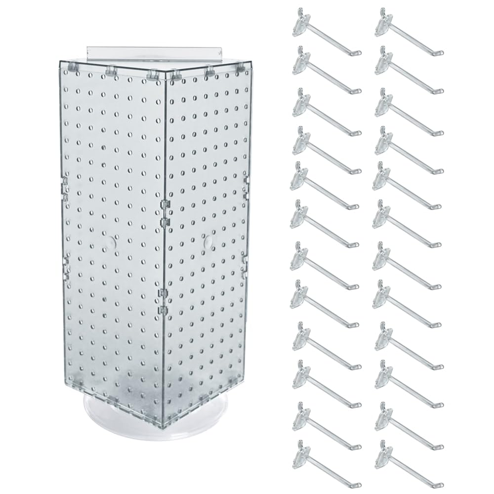Azar Displays Pegboard + Hooks / Clear / 8 inches (W) x 8 inches (D) x 20 inches (H) Display Racks