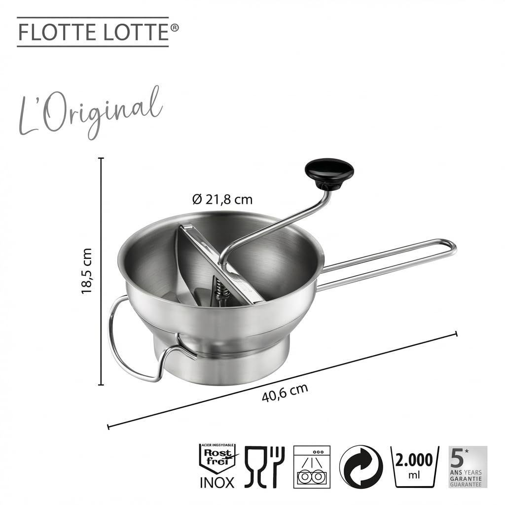 Food Mill Flotte Lotte by GEFU – 20 x 20 x 20 cm, Stainless Steel, Multicolour, Model 89210