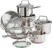 PADERNO 12-Piece Stainless-Steel Copper Core Cookware Set | Kitchen Pots and Pans Set with Covered Steamer