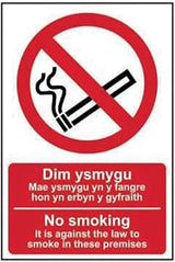 NOSMOKING ITIS AGAINSTLAW TOSMOKE PREMISES ENG/WELSH Site Safety Metal Sign 8x12 Inch Notice Danger Warning Caution for Outdoor & Indoor