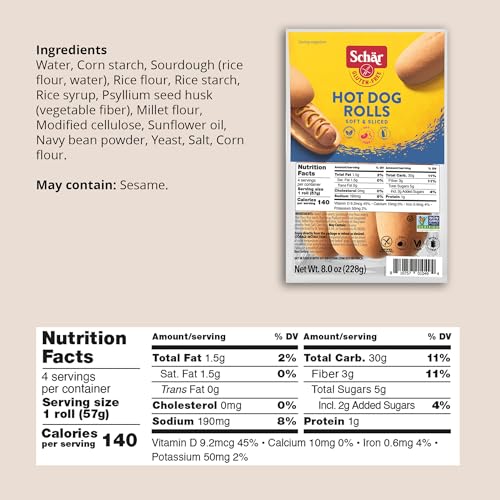 Schär Hot Dog buns / 4 pack Hamburger Buns