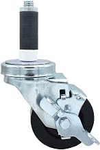 BK Resources 3" Hard Rubber 1" Expanding Stem Swivel Caster for Work Tables with Top Lock Brake, NSF, 300lb Capacity Per Wheel