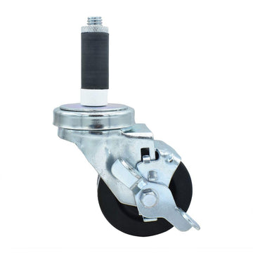BK Resources 3" Hard Rubber 1" Expanding Stem Swivel Caster for Work Tables with Top Lock Brake – 3", Silver, Model 3SBR-1RA-HR-TLB