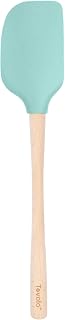 Tovolo Silicone Spatula Wooden Handle for Cooking Baking Mixing, Heat Resistant Food Safe BPA Free Flexible Silicone Baking Spatula with Wood Handles Kitchen Utensils Nonstick Safe, Aqua Seafoam Green