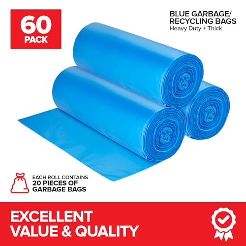 Stock Your Home 60 / 1 Count (Pack of 60) / Blue Trash Bags